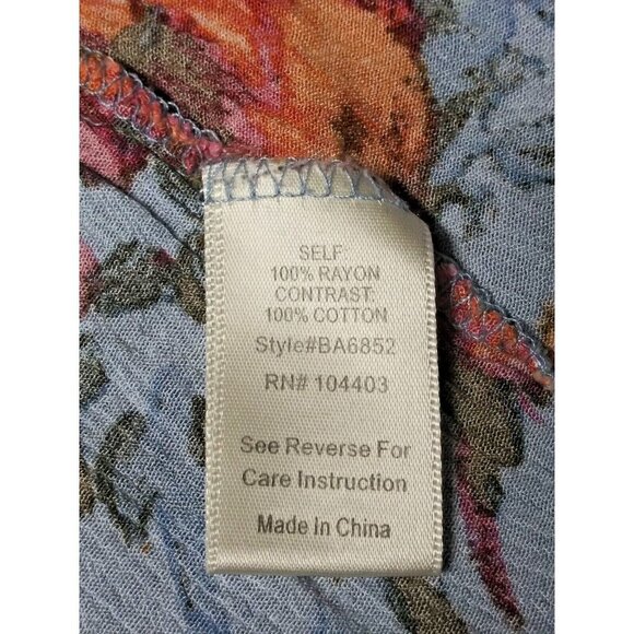 Blu Pepper Boho Tunic Top Hi Low Sz M Cottagecore peasant crochet accent relaxed - Picture 8 of 9